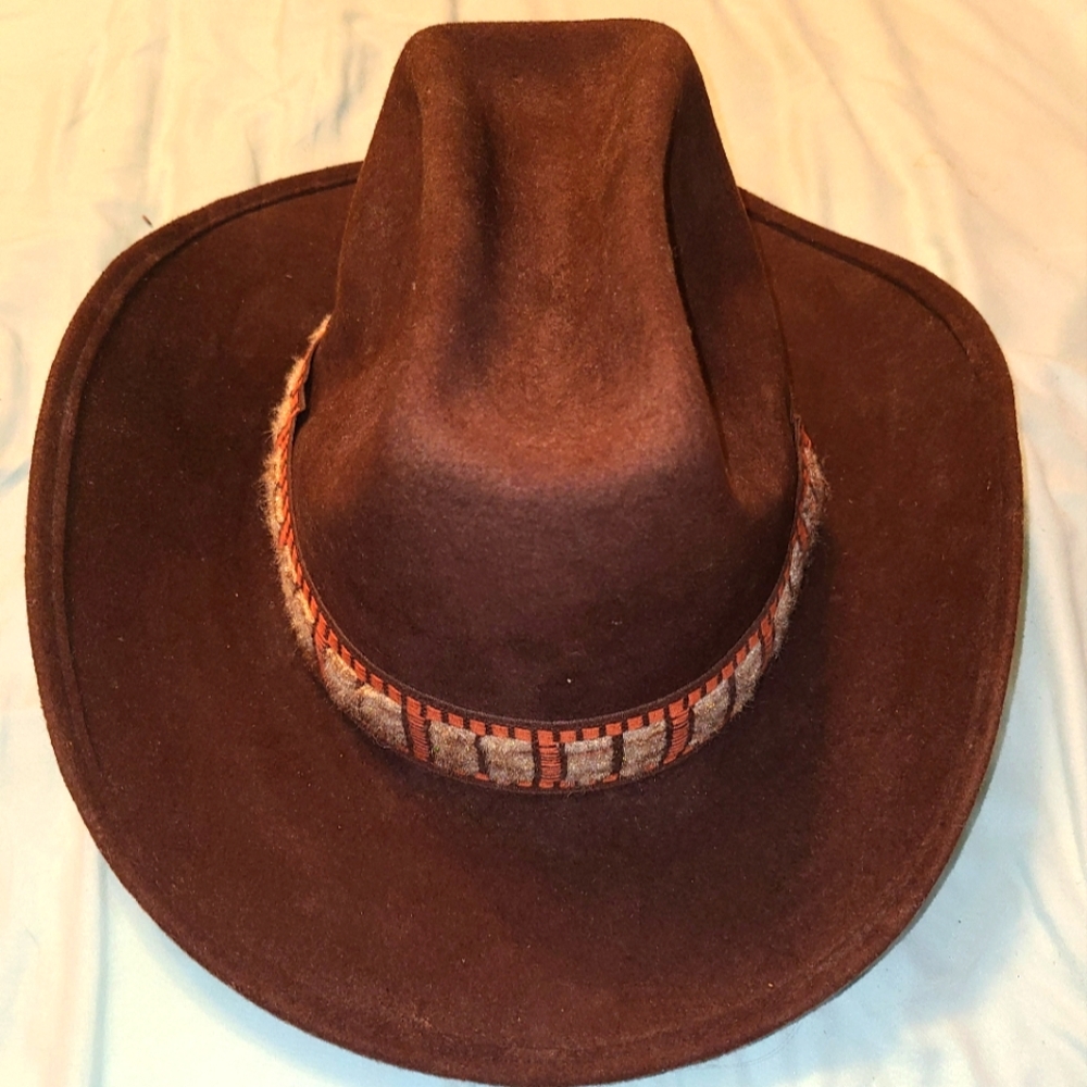 Vintage Antique B by Bollman Wool Brown Western Cowboy Hat